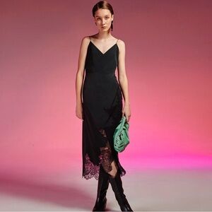 NWT Lake Studio thin strap black silk w/ lace trim  dress size 6-8 Ukraine 44